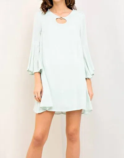 Entro Crochet Back Mini Dress In Sage In Blue