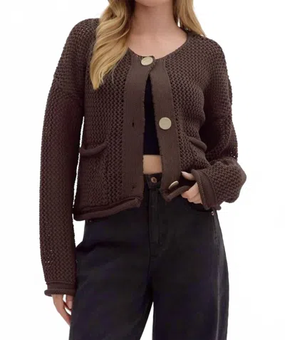 Entro Crochet Cardigan In Chocolate In Brown