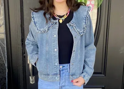 Entro Cropped Denim Jacket In Blue