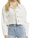 Entro Cropped Denim Jacket In Cream In White