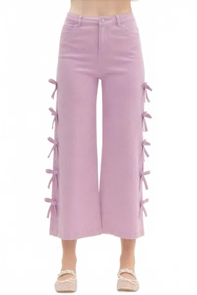 Entro Cropped Fixed Mini Bows Jeans In Lavender In Pink