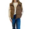 ENTRO CROPPED PUFFER VEST IN CHOCOLATE