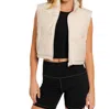 Entro Cropped Puffer Zip Up Vest In Sand In Beige