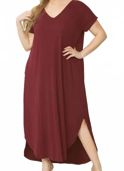Entro Curvy Exlusive Knit Maxi Dress In Burgundy In Red