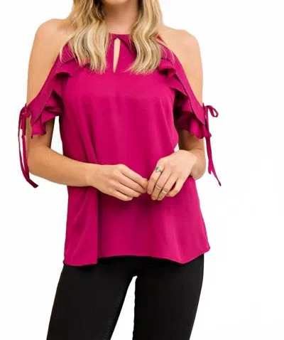 Entro Cute Open Shoulder Ruffle Top In Berry In Red