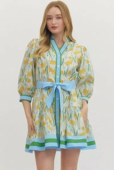 Entro Dafne Dress In Blue In Multi