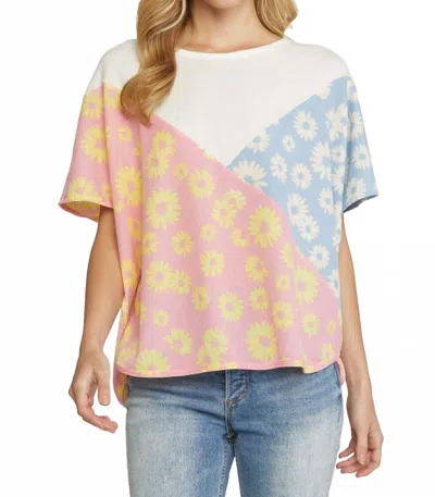 Entro Daisy Tricolor Top In Off White In Multi