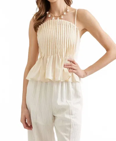 Entro Dani Pleated Sleeveless Top In Ecru In Brown