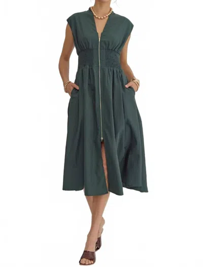Entro Daria Midi Dress In Green
