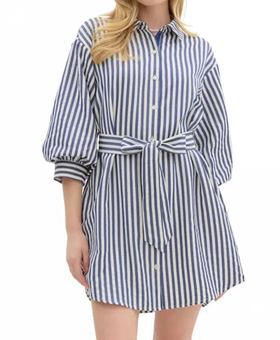 Entro Davi Preppy Striped Shirt Dress In Navy In Multi