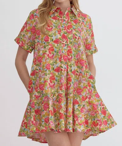 ENTRO DAWSON DRESS IN CHARTREUSE