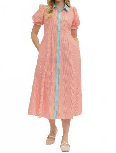 Entro Debbie Striped Midi Dress In Orange