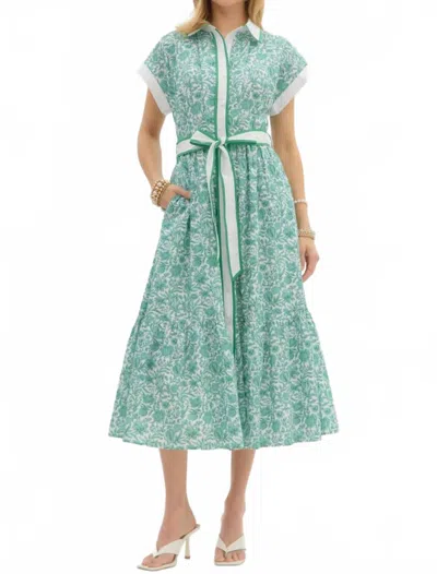 Entro Delicate Blooms Floral Midi Dress In Green