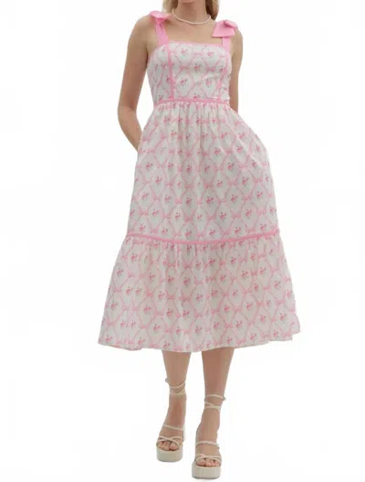Entro Delicate Details Midi Dress In Pink