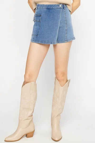 Entro Denim Cargo Skort In Blue
