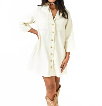 Entro Denim Darling Mini Dress In Ecru In White