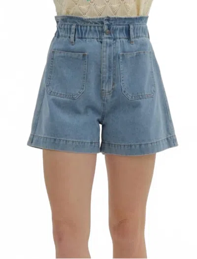 Entro Denim Front Pocket Short In Light Blue