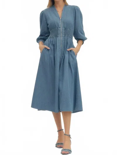 Entro Denim Midi Dress In Blue