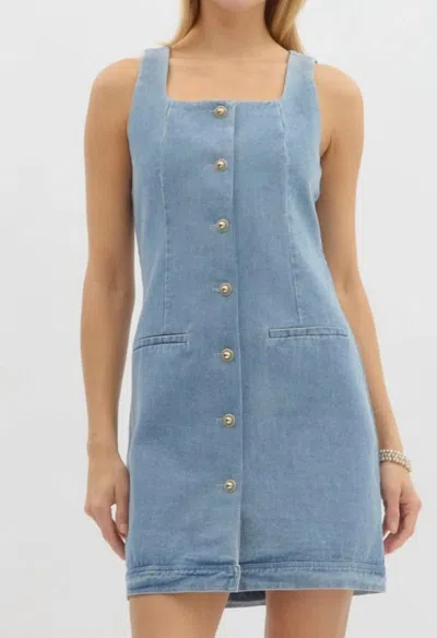 Entro Denim Mini Dress In Blue