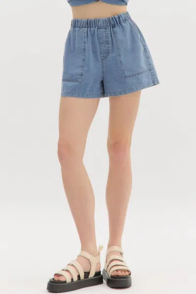 Entro Desi Pull On Shorts In Denim Blue