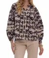 Entro Devny Flower V-neck Button Down Blouse In Floral In Multi