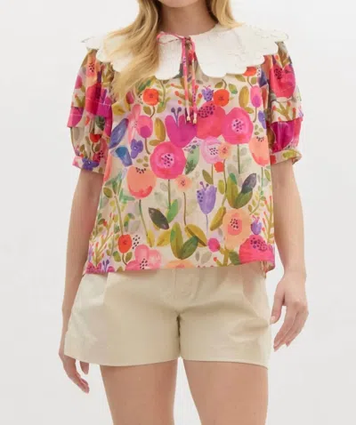 Entro Dewdrop Delights Floral Top In Berry Hues