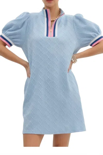 Entro Diamond Textured Mini Dress In Light Blue