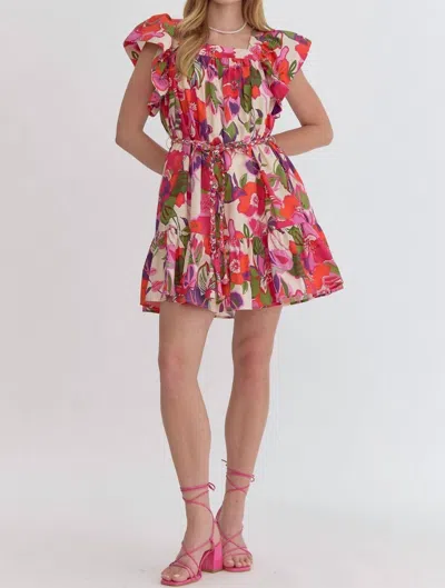 Entro Different Perspectives Now Floral Dress In Pink