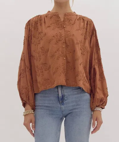 Entro Dolman Sleeve Oversized Crop Top In Brown In Animal Print