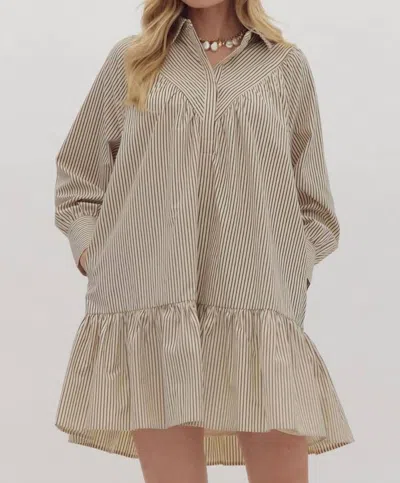 Entro Don't Hold Back Striped Dress In Charcoal In Pink