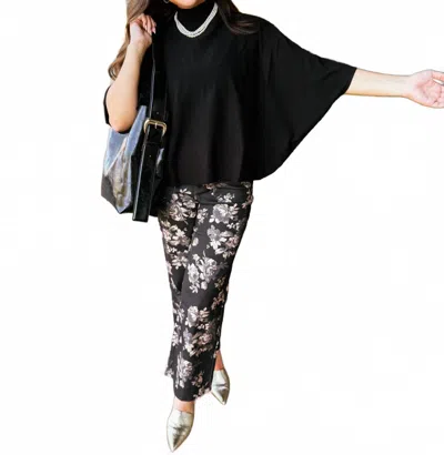 Entro Draped Knit Top In Black