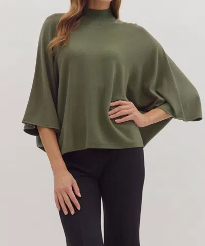 Entro Draped Knit Top In Olive In Green