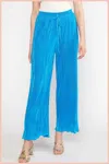 Entro Drawstring Crinkle Texture Bottoms In Cobalt Blue In Blue