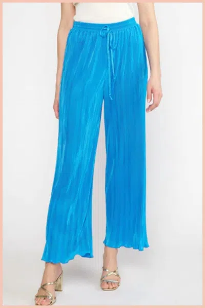 Entro Drawstring Crinkle Texture Bottoms In Cobalt Blue