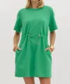 Entro Drawstring Waist Dress In Green In Green