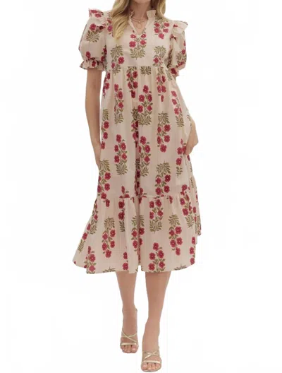 Entro Dumont Dress In Ecru In Brown