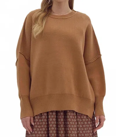 Entro Easy Going Oversized Knit Sweater In Camel In Brown