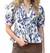 Entro Ecru Top With Irises In White In White