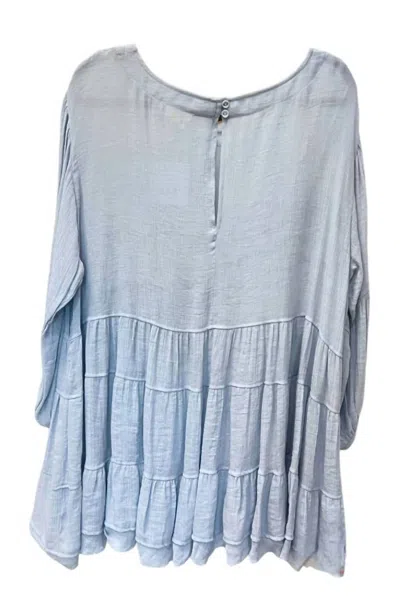 Entro Edgy Plus: Norma Tiered Babydoll Long-sleeve Top In Iced Blue
