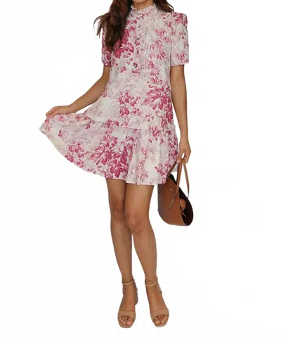 Entro Edith Peplum Mini Dress In Merlot Toile In Multi