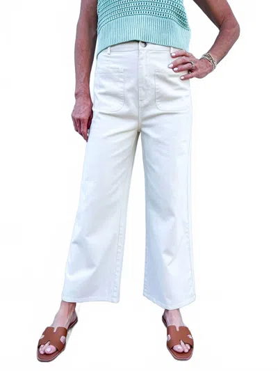 Entro Effortless Chic Ankle-length Pants In Ecru In White