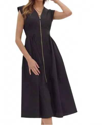 Entro Effortless Luxe Midi Dress In Black