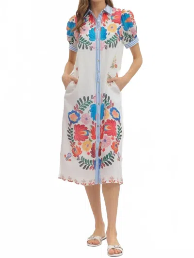 Entro Elena Midi Dress In White In Multi