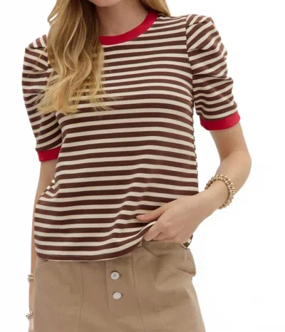 Entro Ember Stripe Accent Knit Top In Multicolor