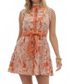 Entro Embroidered Lace Trim Dress In Rust In Orange