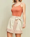 Entro Embroidered Wrap Skort In Sand