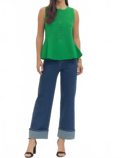 Entro Emerald Elegance Peplum Top In Green