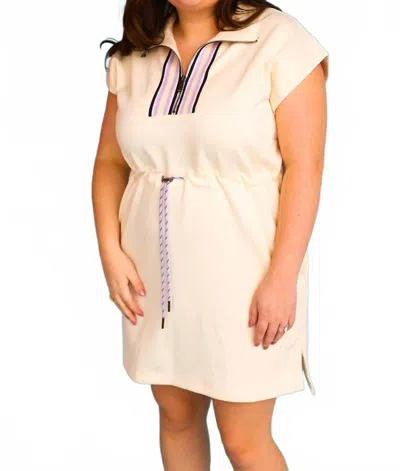 Entro Essential Ecru Half Zip Dress In Beige In Neutral