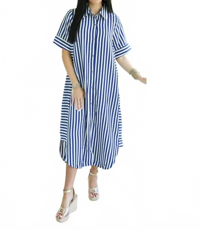 Entro Everly Stripe Midi Dress In Blue