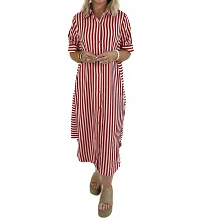 Entro Everly Stripe Midi Dress In Red